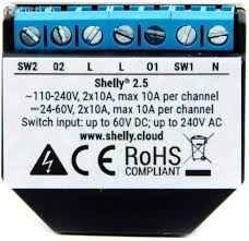 Controlador Domótico Shelly 2.5 WiFi para Alexa y Google Home